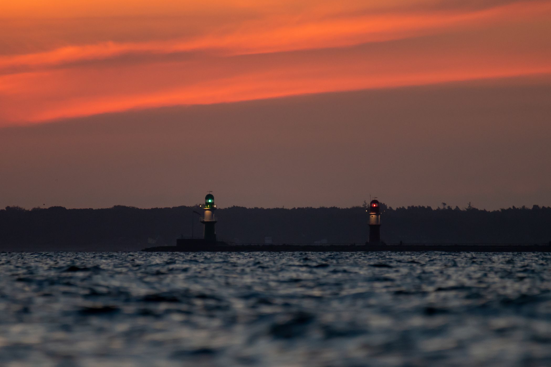 Molenfeuer at sunrise, Warnemünde, Germany