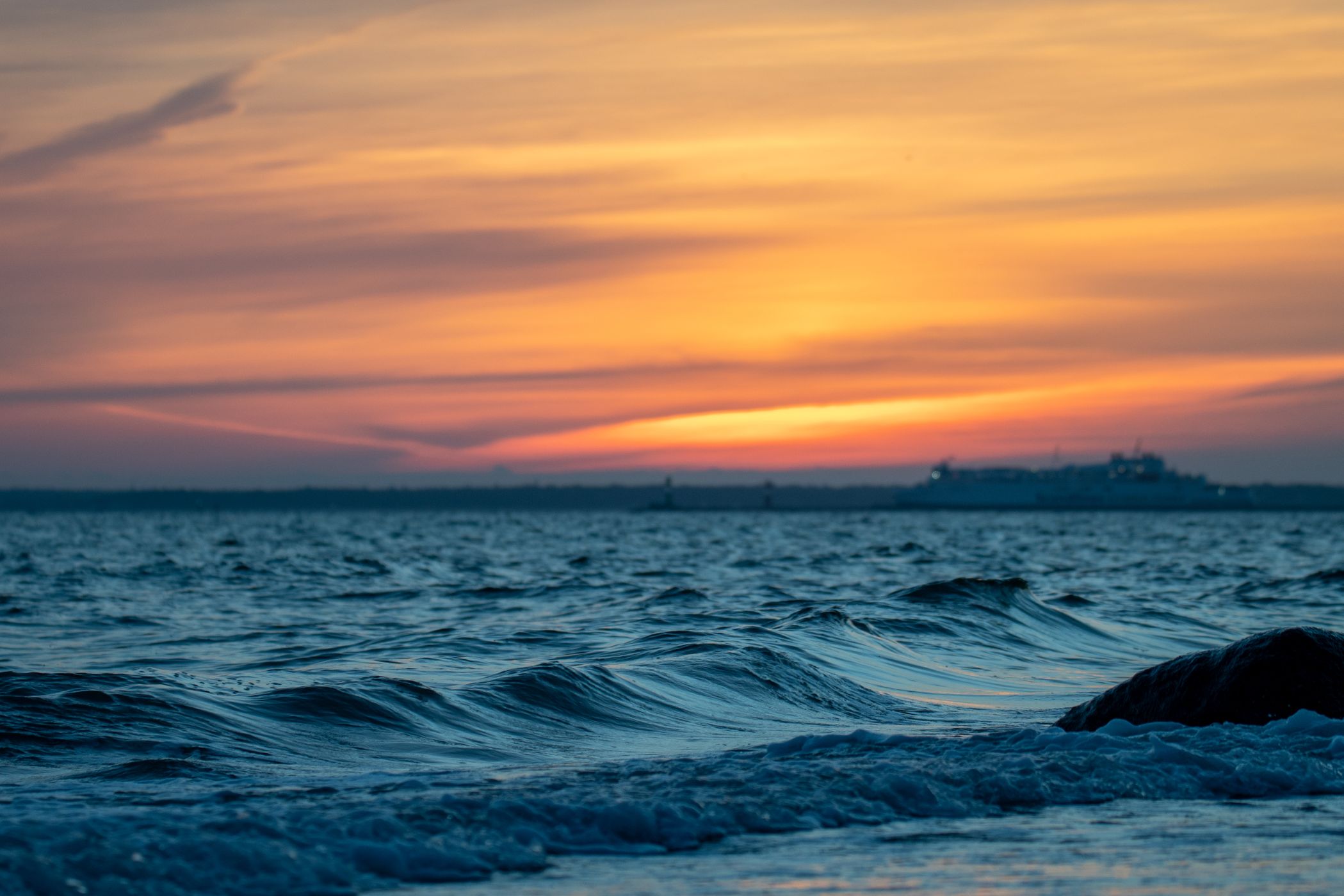 Molenfeuer at sunrise, Warnemünde, Germany