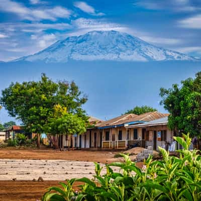 Mt Kilimanjaro from a village Tanzania, Tanzania