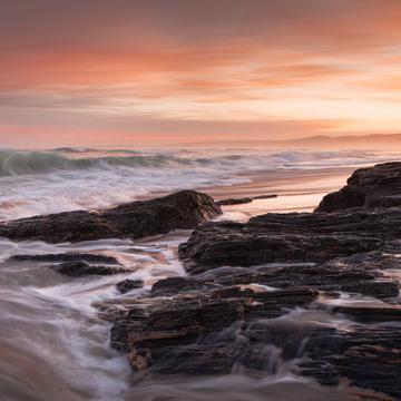 Rocky Sunset from Brighton Beach, New Zealand