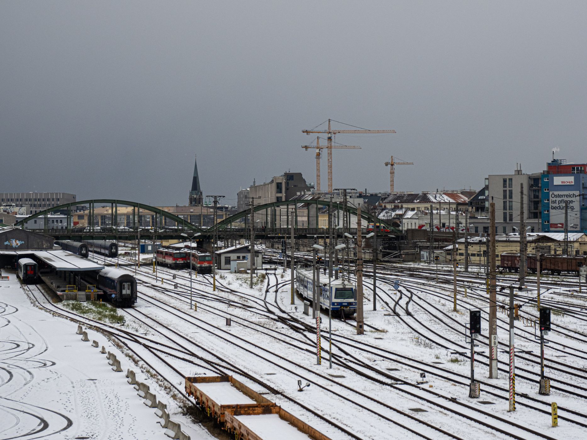 Rustensteig, view over Vienna Westbahnhof Railway Station, Austria