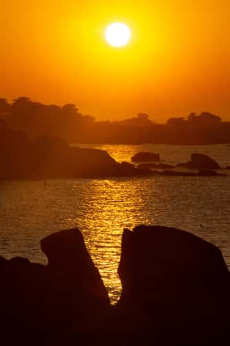 Sunset close to lighthouse Phare de Men Ruz