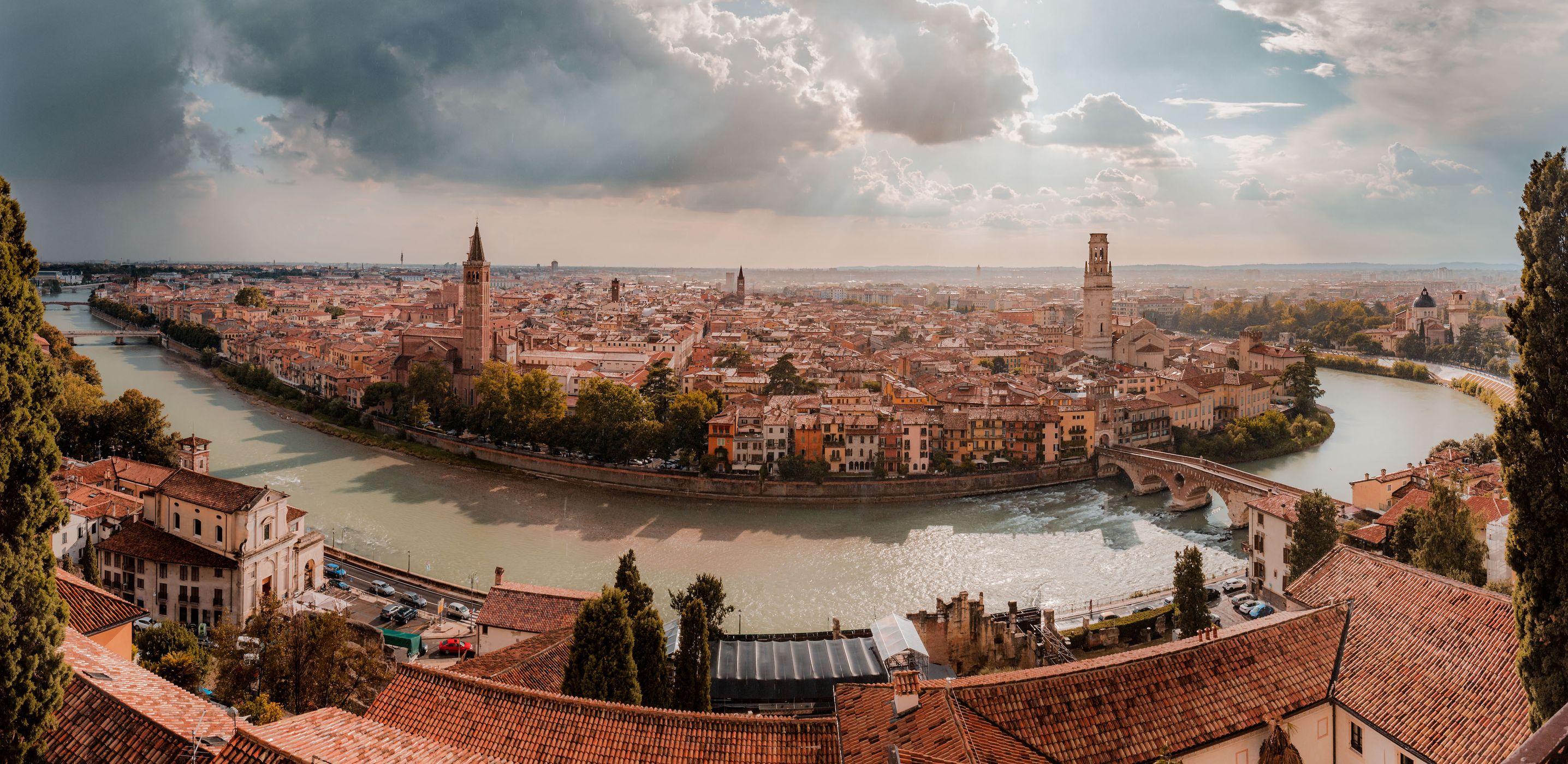 The Ponte Pietra Bridge sunrise Verona Italy, Italy