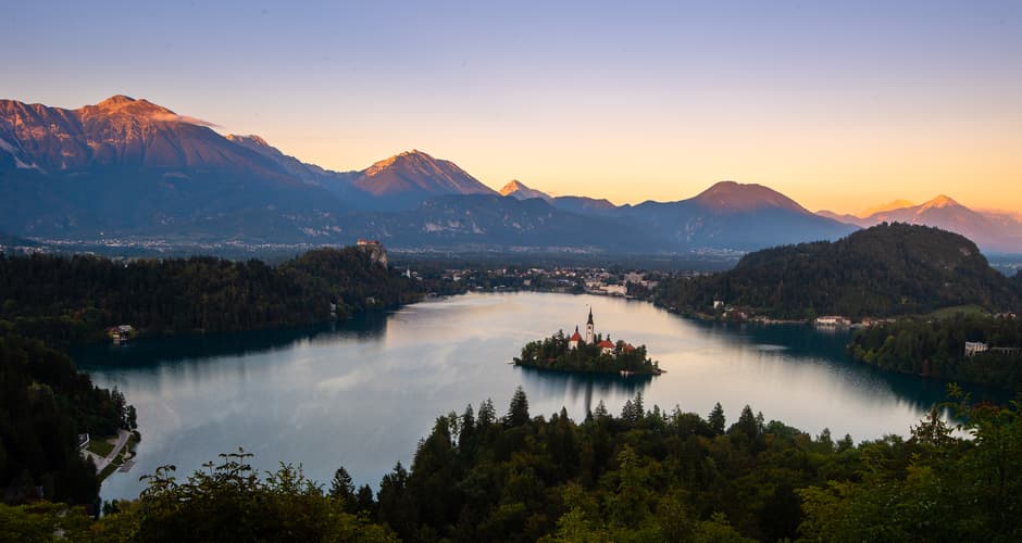 View from Ojstrica on Lake Bled