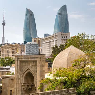 View on Flaming Towers from Old Town, Azerbaijan