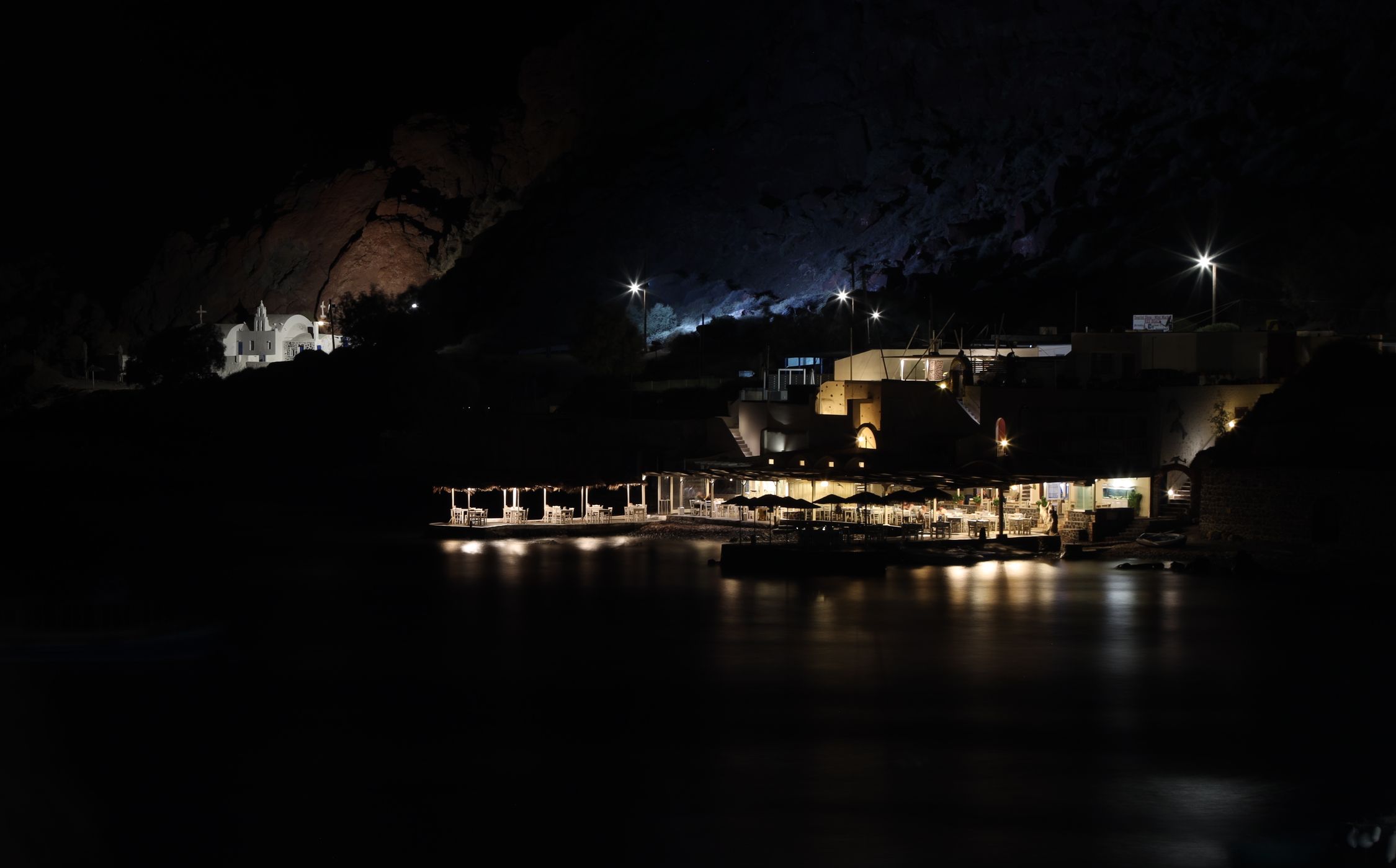 Akrotiri Beach at night, Greece