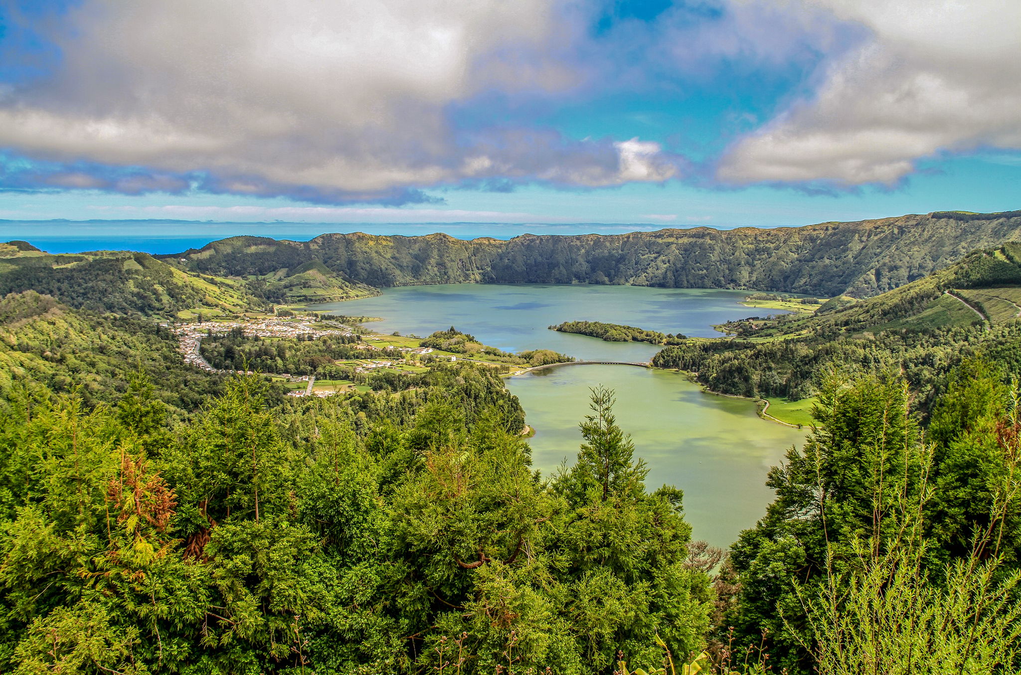 Blue and Green Lakes from Vista do Rei, Portugal
