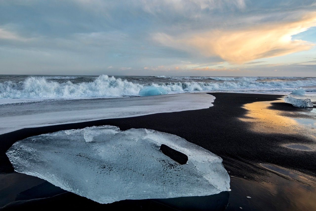Diamond Beach Sunrise (Jokulsarlon Beach) Iceland, Iceland