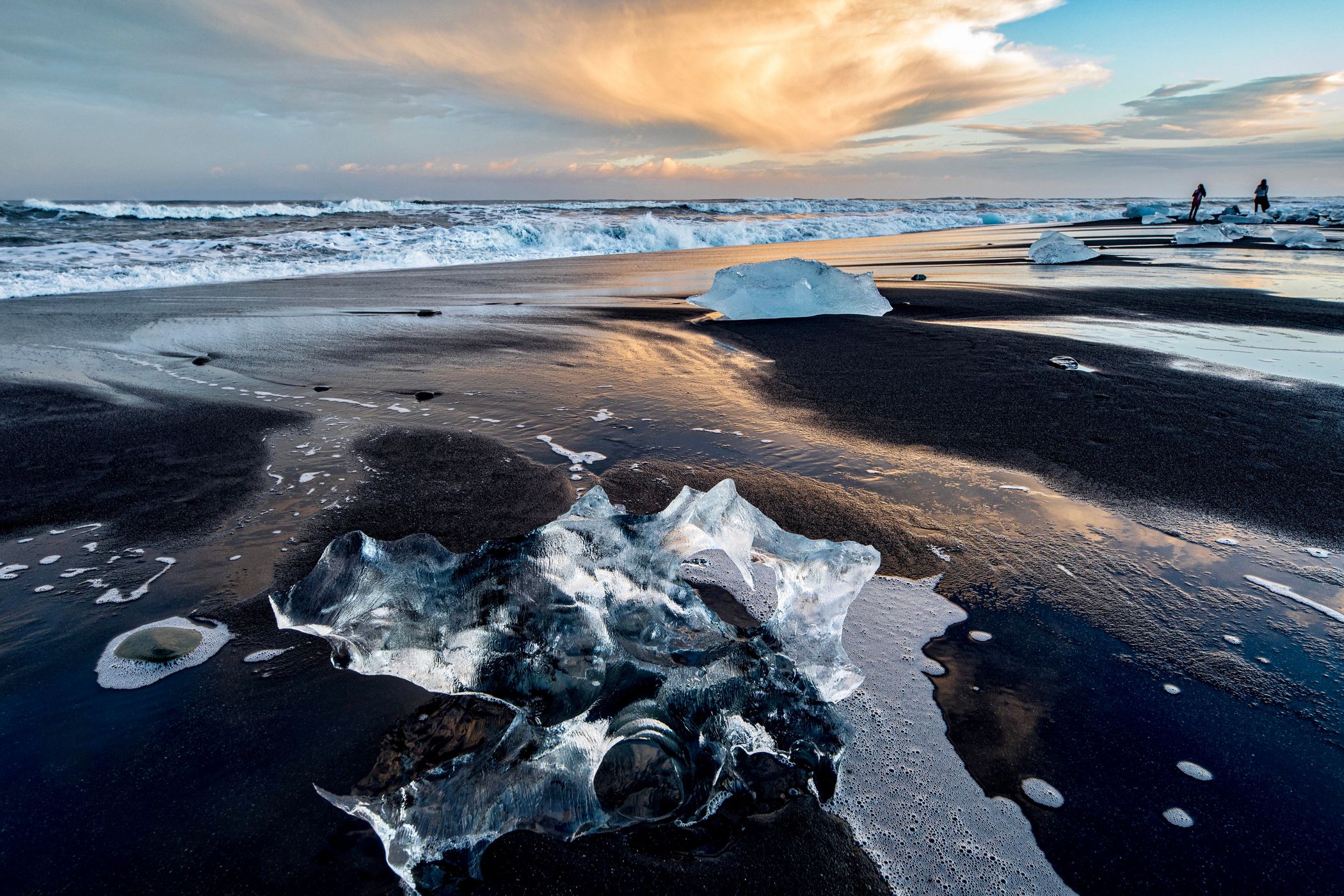Diamond Beach Sunrise (Jokulsarlon Beach) Iceland, Iceland
