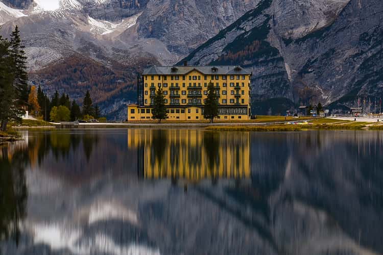 Hotel at Lake Misurina, Dolomites