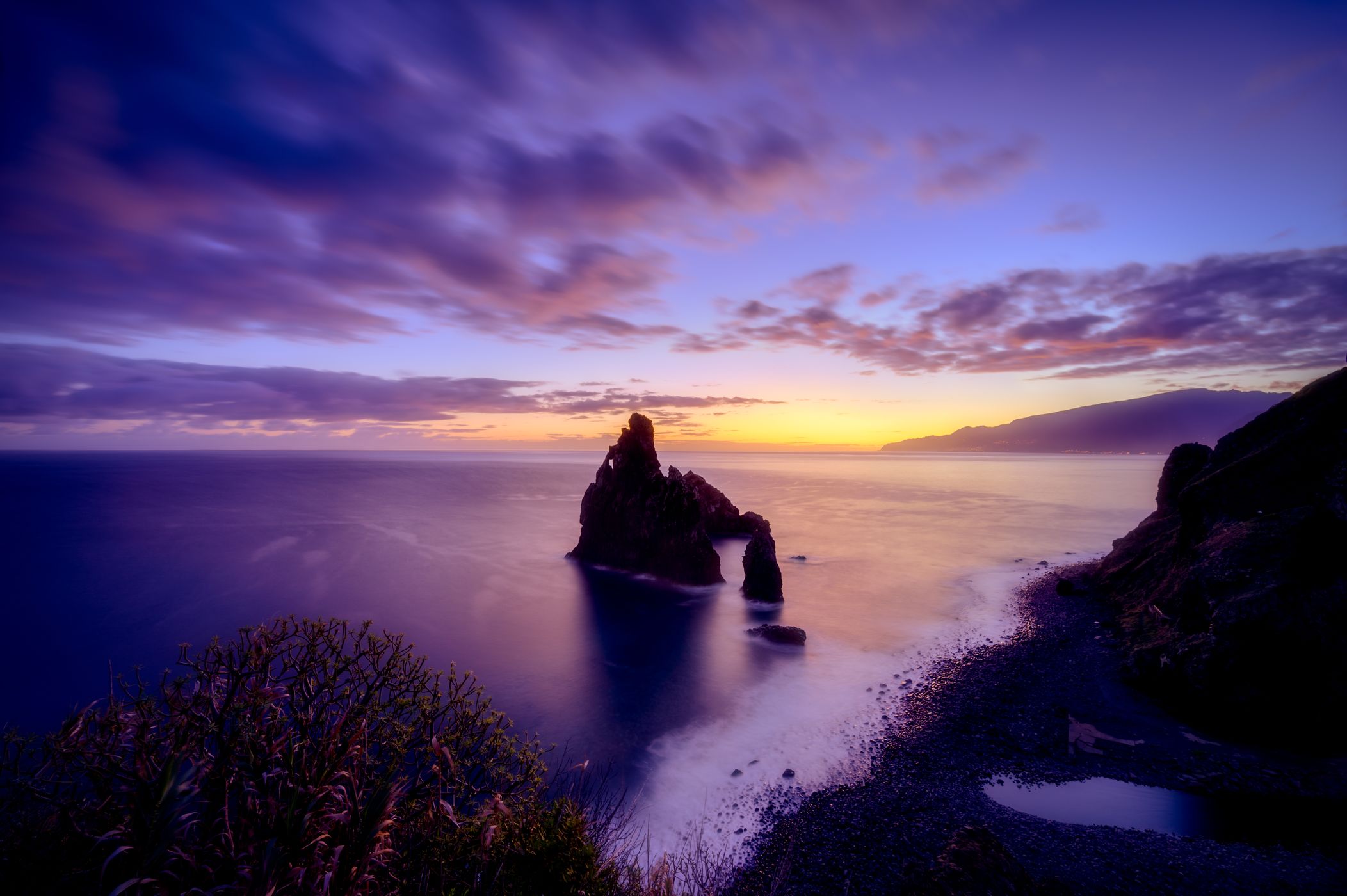 Madeira Ribeira da Janela Stacks from ER101, Portugal