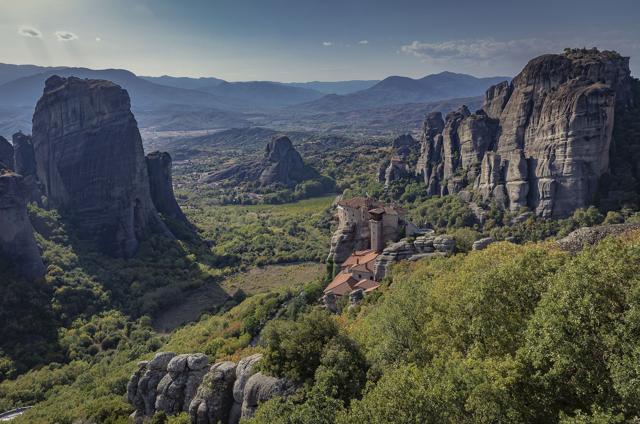 View of Meteora valley from Psaropetra Lookout, Greece