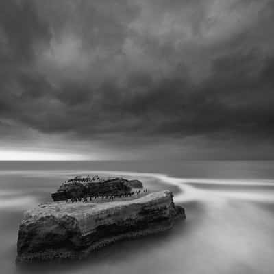 Sea stacks near Santa Cruz Lighthouse., USA