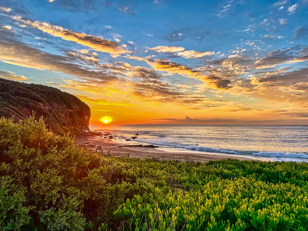 Sunrise North end of The Basin, Mona Vale, Northern Beaches., Australia
