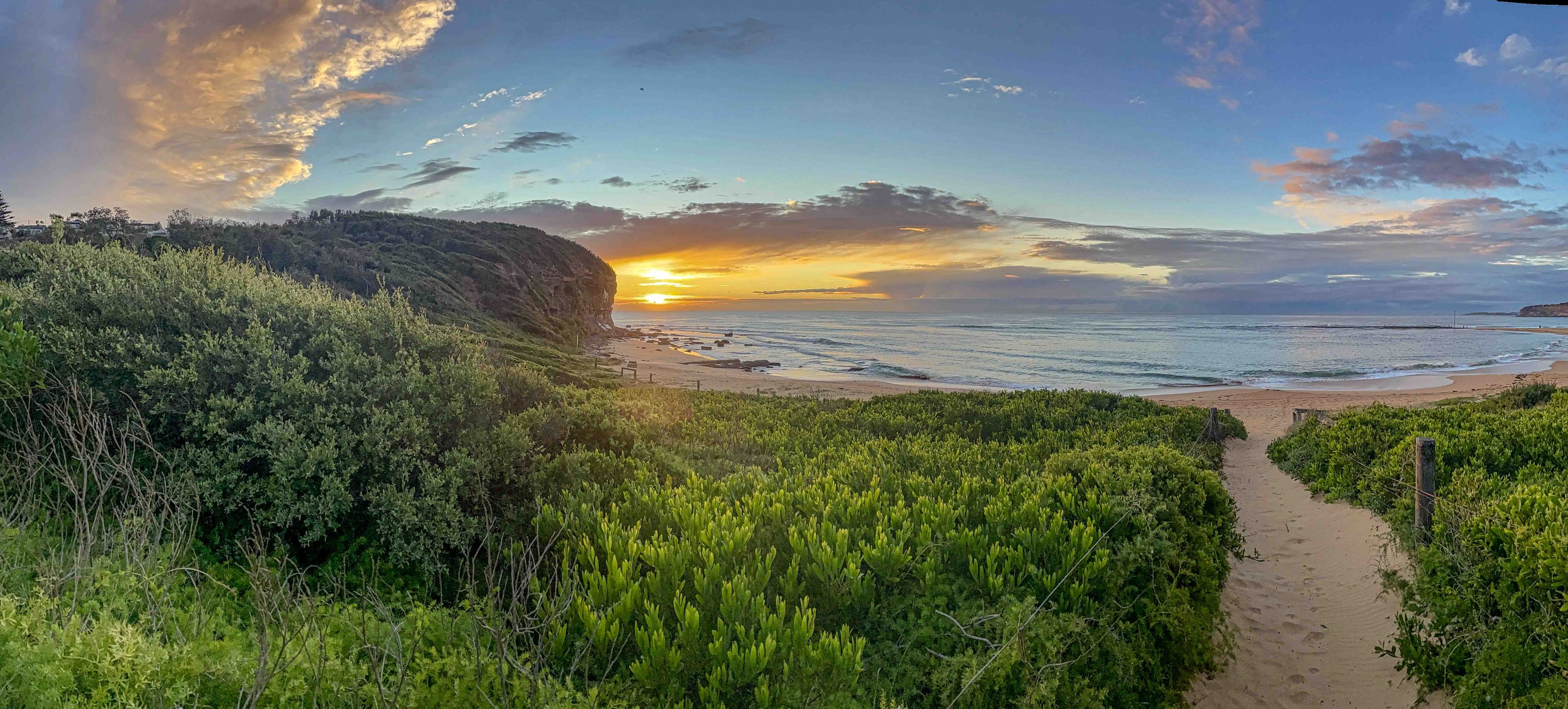 Sunrise North end of The Basin, Mona Vale, Northern Beaches., Australia