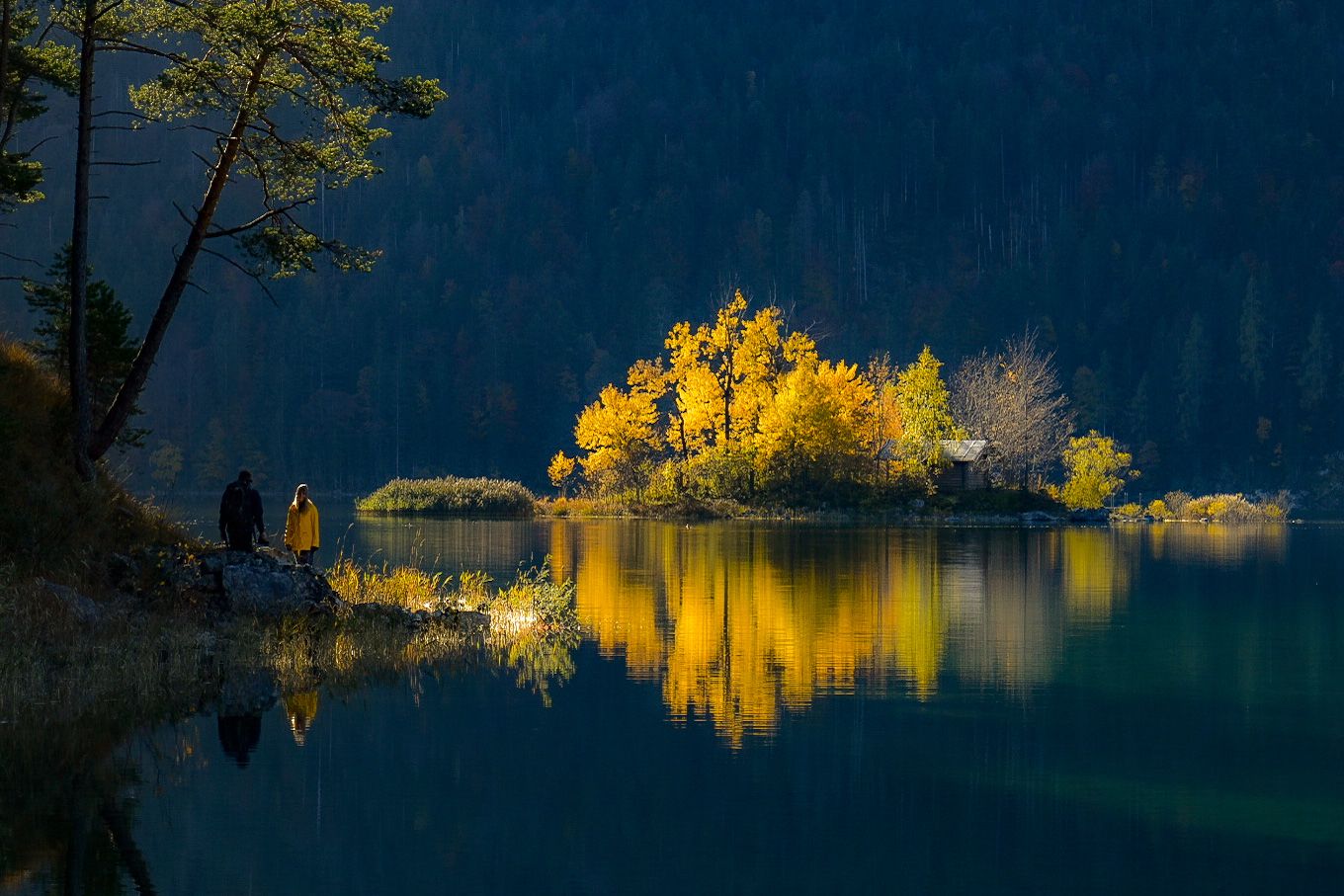 View over Eibsee to Zugspitze, Germany