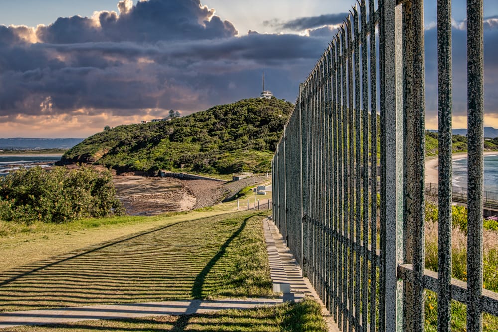 Fence toward Lookout Hill 60, Port Kembla, NSW, Australia
