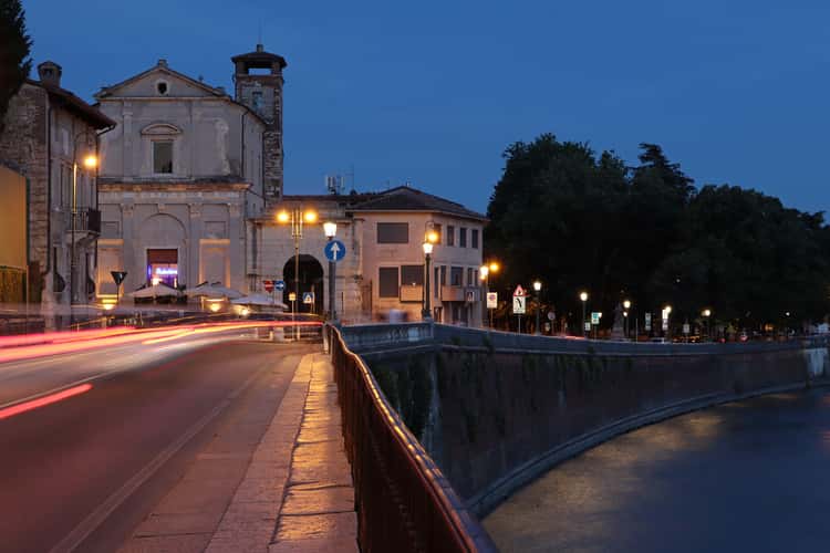 The Ponte Pietra Bridge sunrise Verona Italy