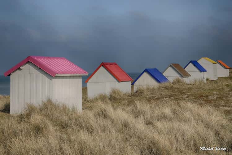Beach cabins of Gouville sur Mer