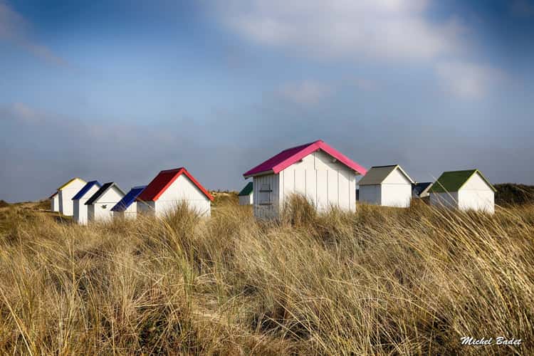 Beach cabins of Gouville sur Mer