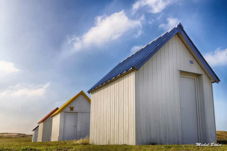 Beach cabins of Gouville sur Mer
