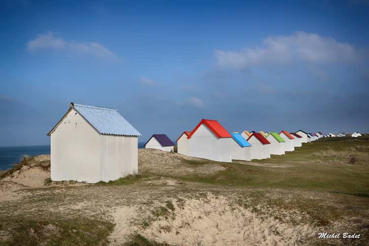 Beach cabins of Gouville sur Mer