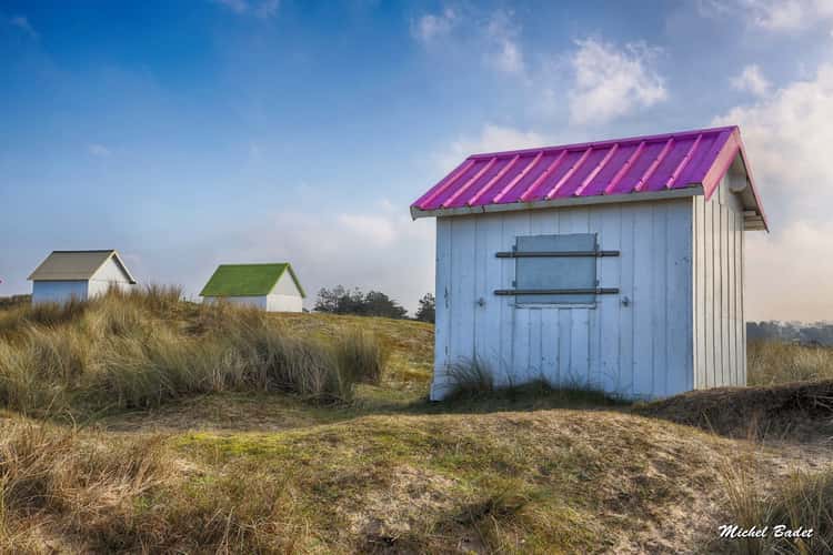 Beach cabins of Gouville sur Mer