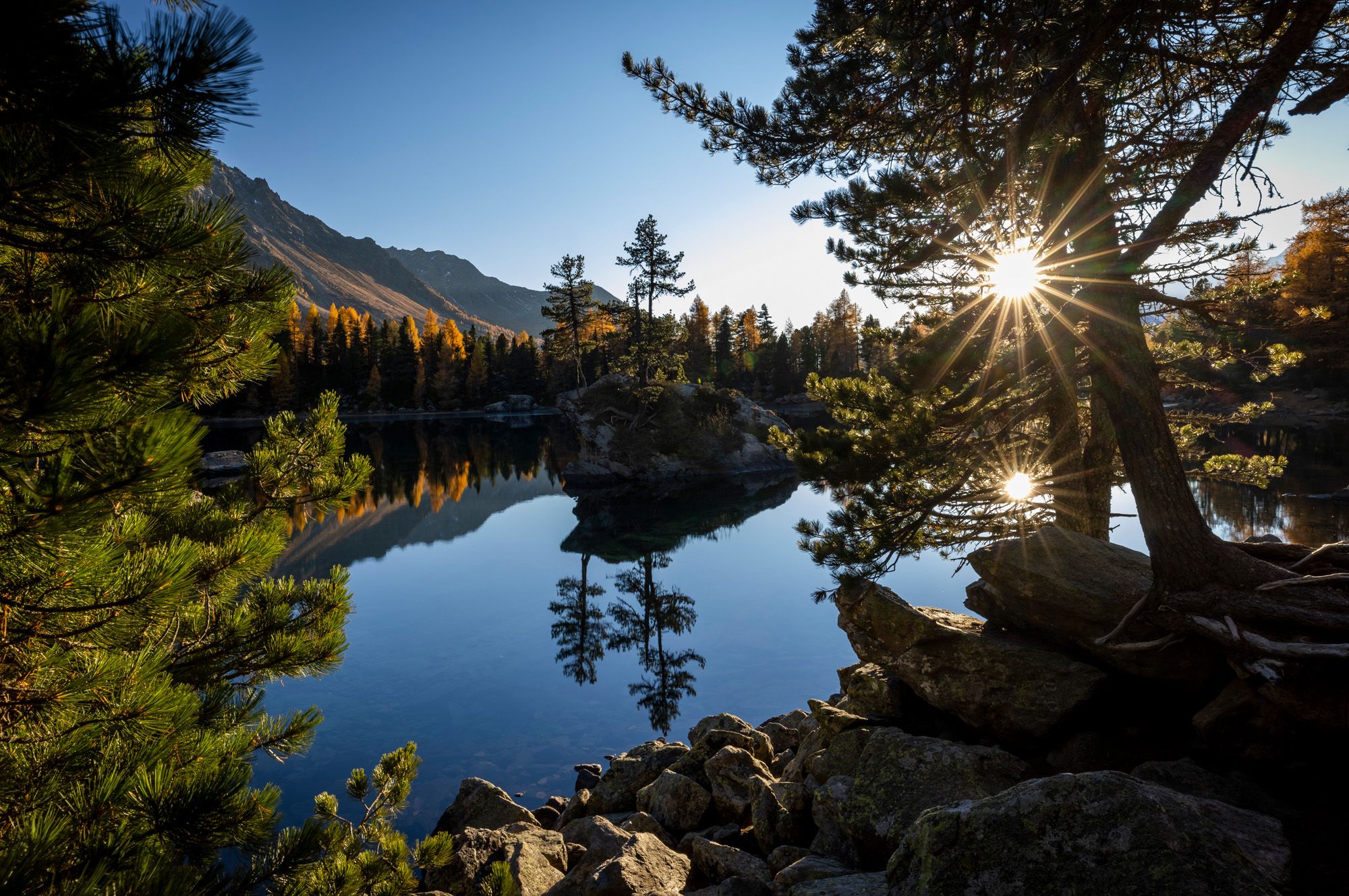 Golden season at Lago di Saoseo, Switzerland