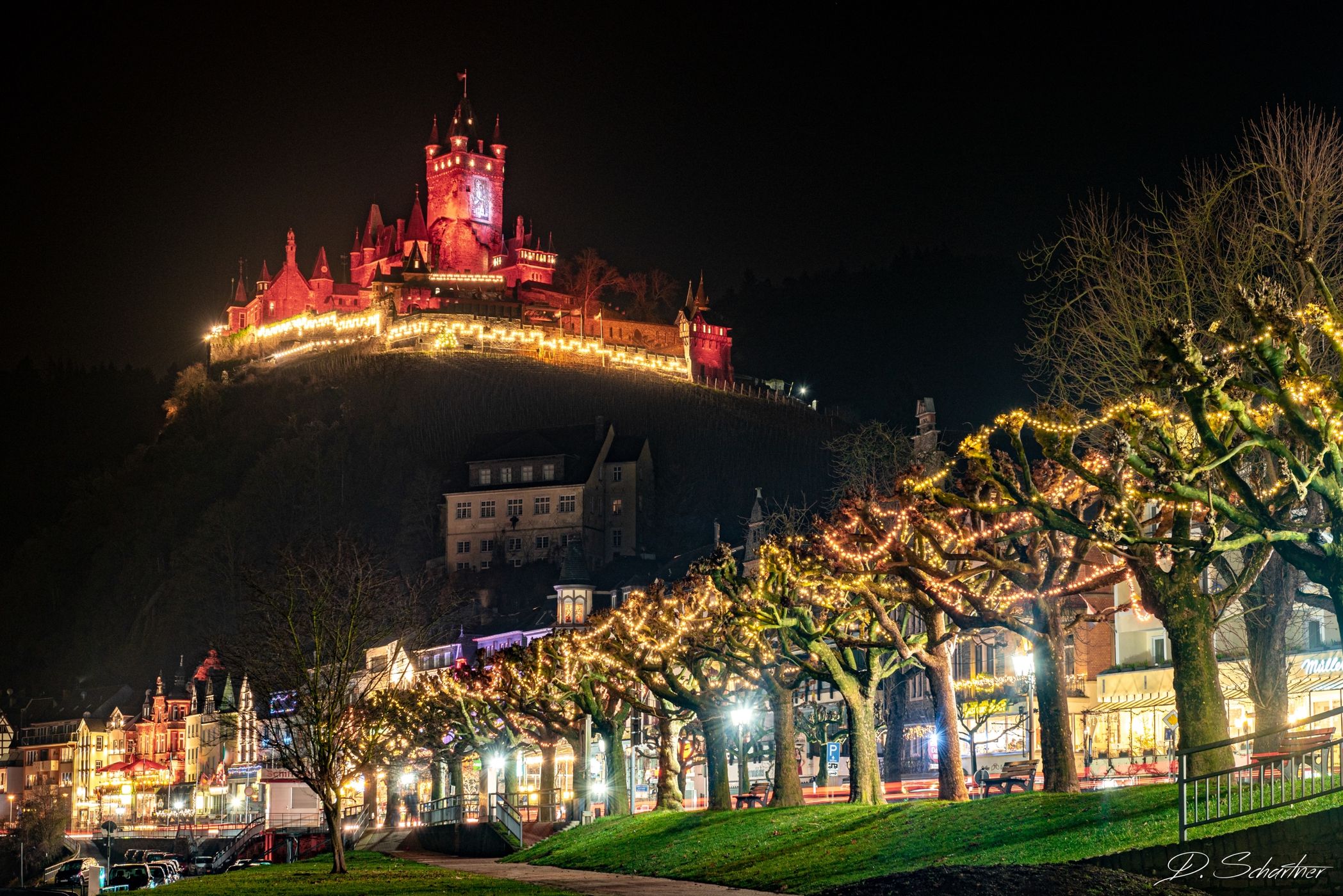 Reichsburg Cochem from Skagerak Bridge, Cochem, Germany