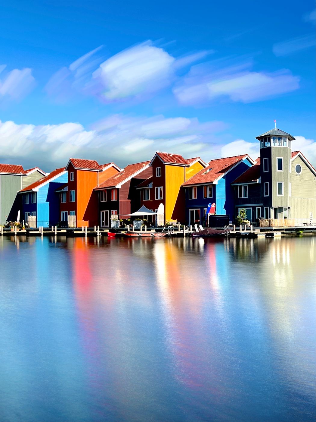 Colourful houses at Reitdiephaven, Netherlands