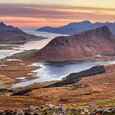 Sunset above Lofoten Islands, Norway