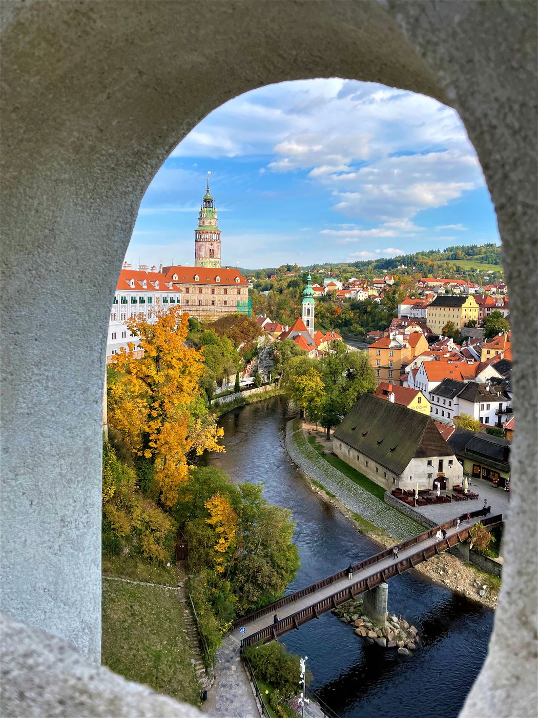 View from State Castle and Chateau Český Krumlov, Czech Republic
