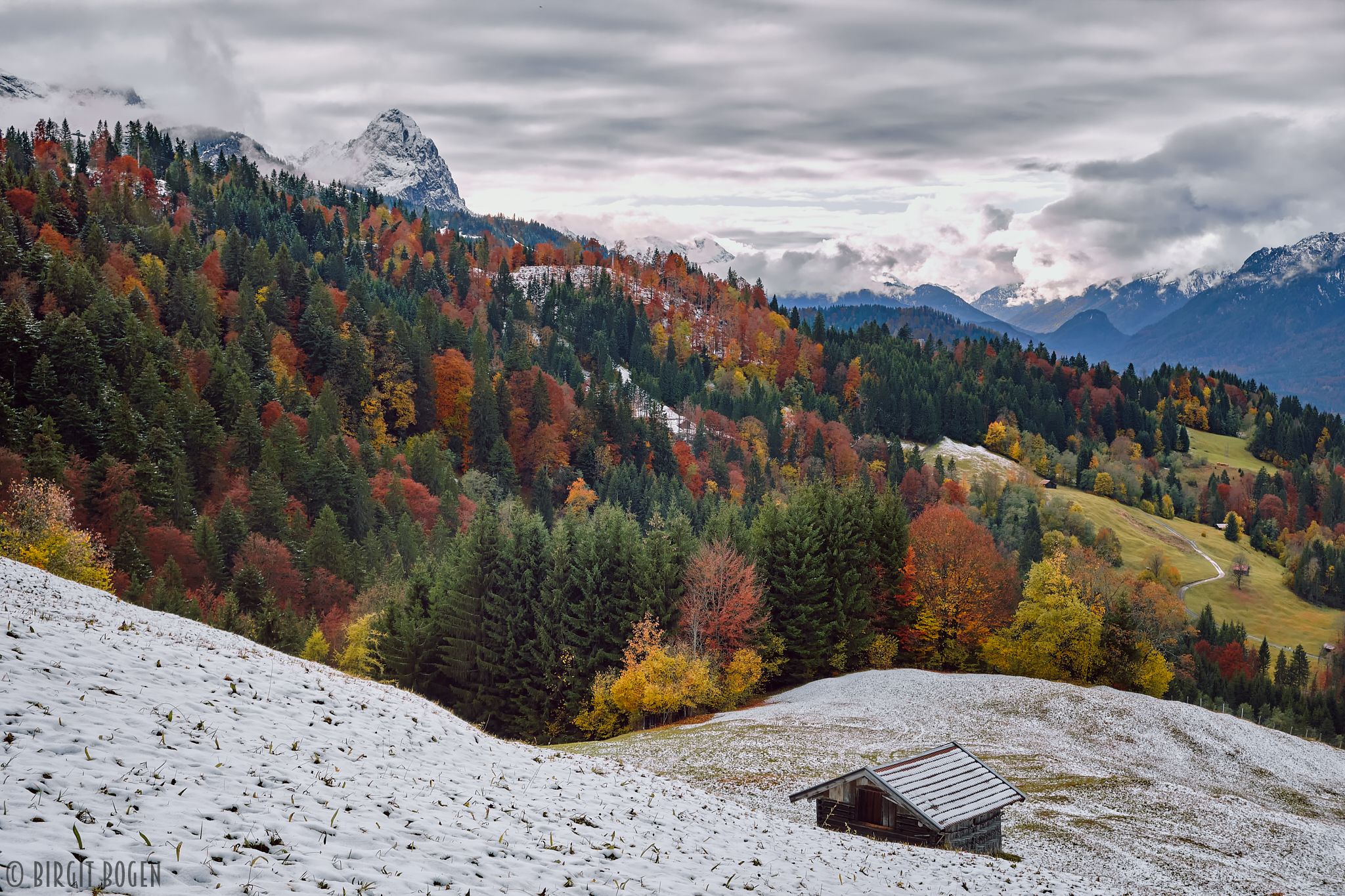 View towards Alpspitze, Garmisch Partenkirchen, Germany