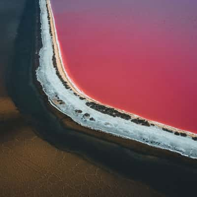 Pink lake near Le Grau-du-Roi, France