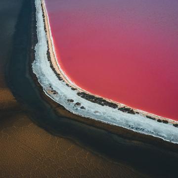 Pink lake near Le Grau-du-Roi, France