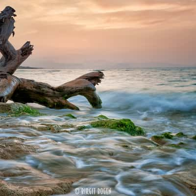 Sunset at the beach of Son Serra de Marina, Spain