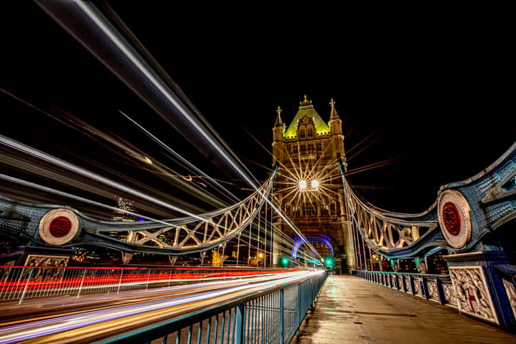 Traffic on the Tower Bridge, London
