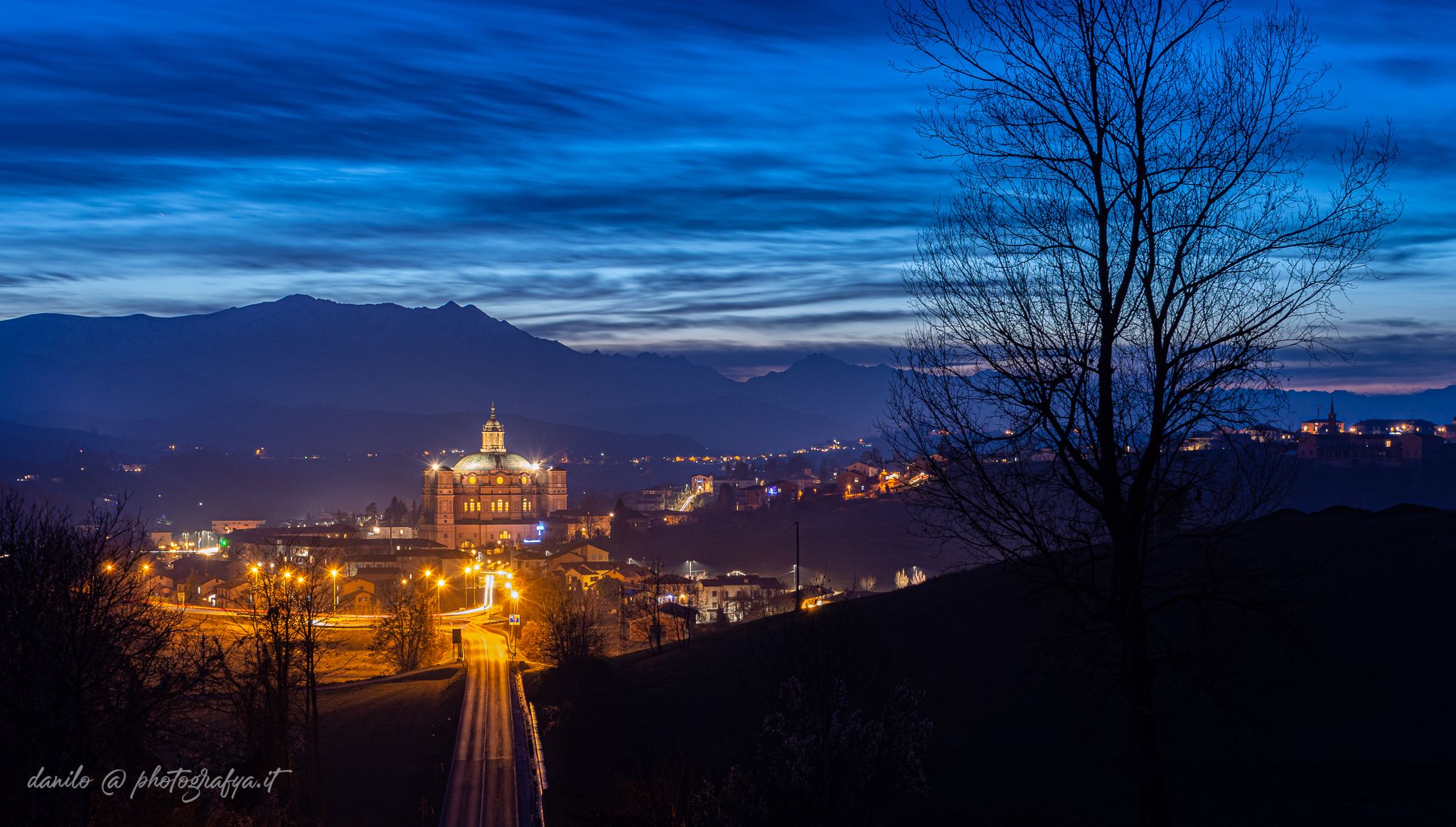 Vicoforte's Sanctuary and the Monviso, Italy