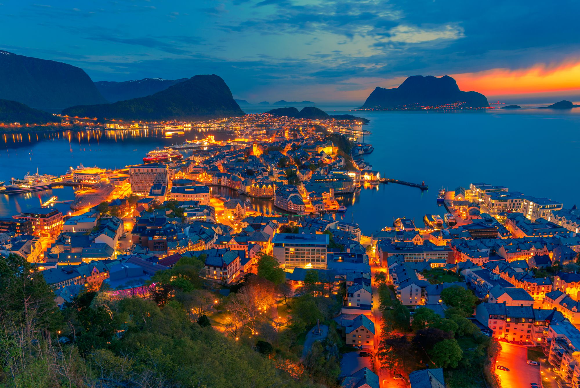 View over Ålesund from Fjellstua Viewpoint, Norway