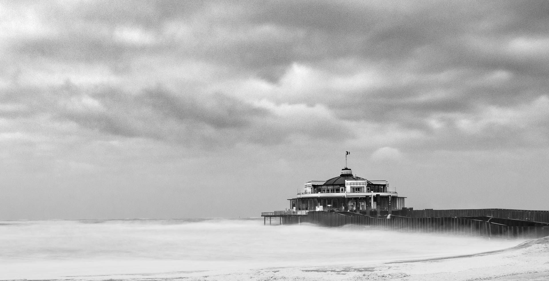 Blankenberge Pier in stormy wheather, Belgium