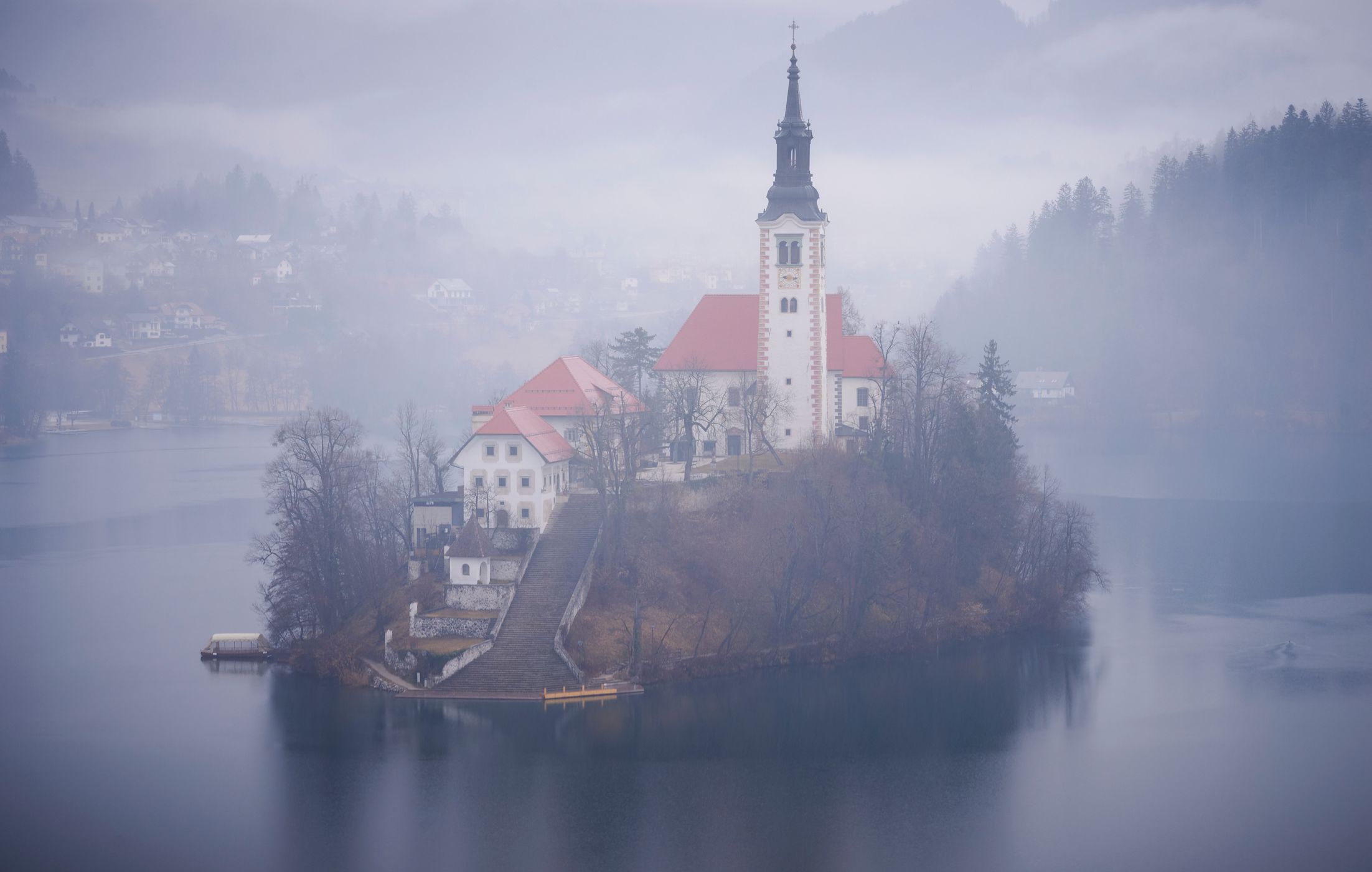 Lake Bled - Wooden Jetty - Rock covered with coins, Slovenia