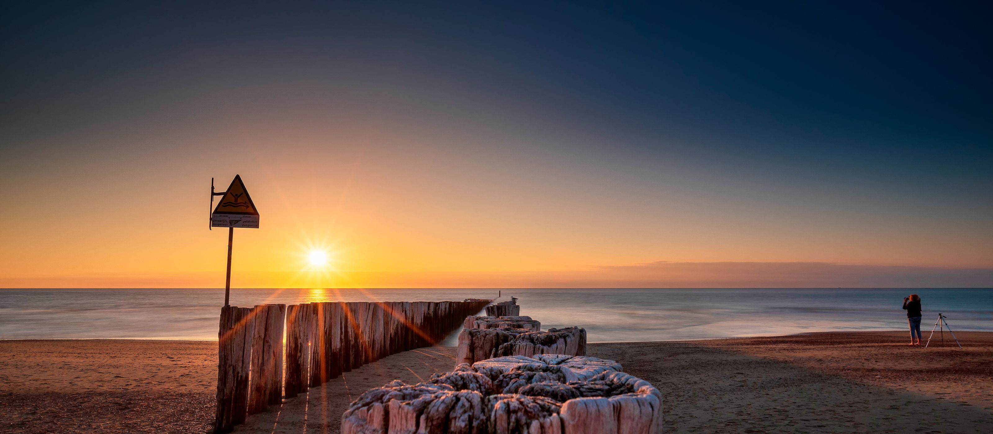 Breakwater at beach near Domburg, Netherlands