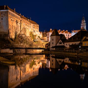 Castle view from the bank of the river, Czech Republic