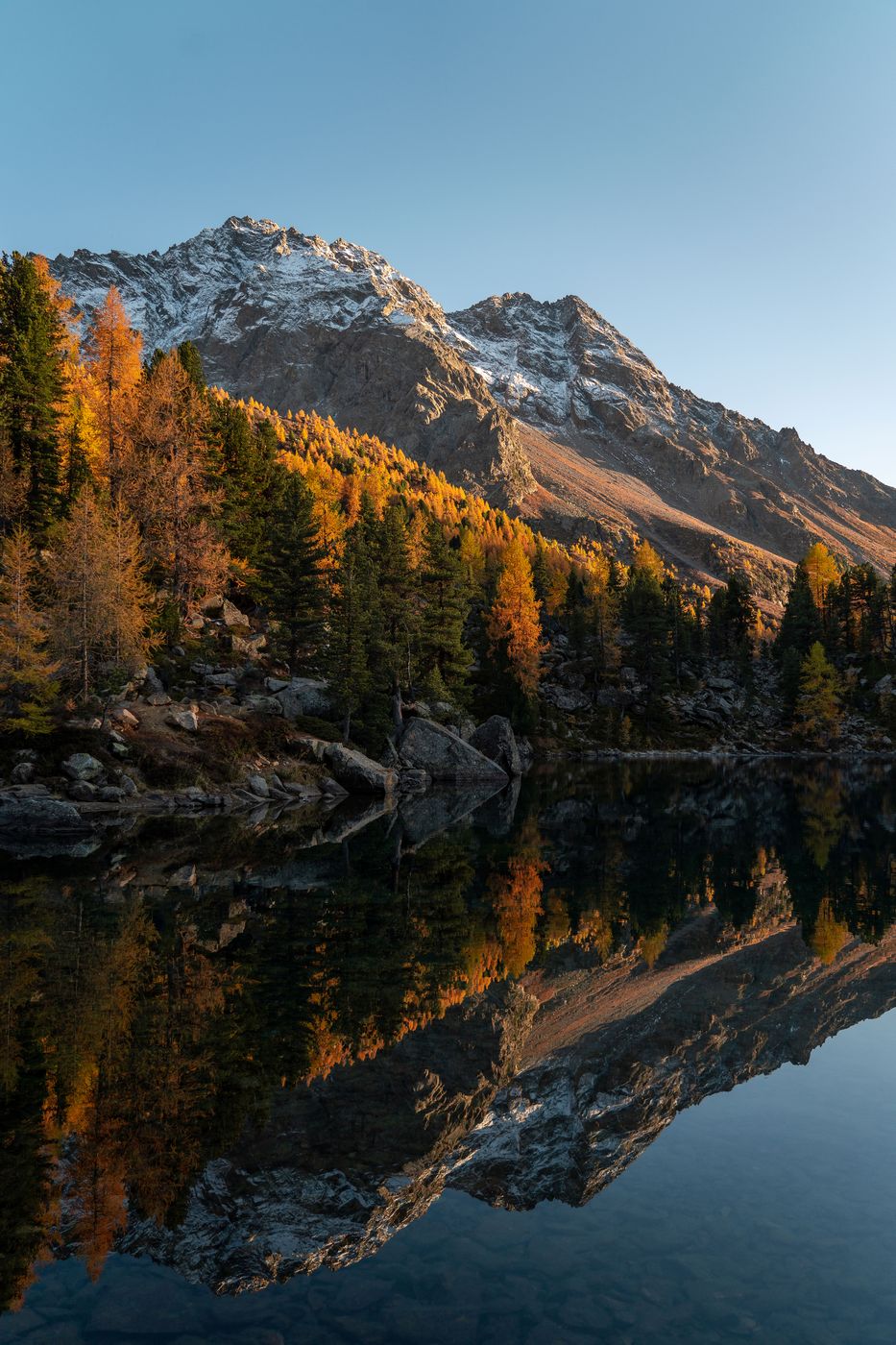 Golden season at Lago di Saoseo, Switzerland