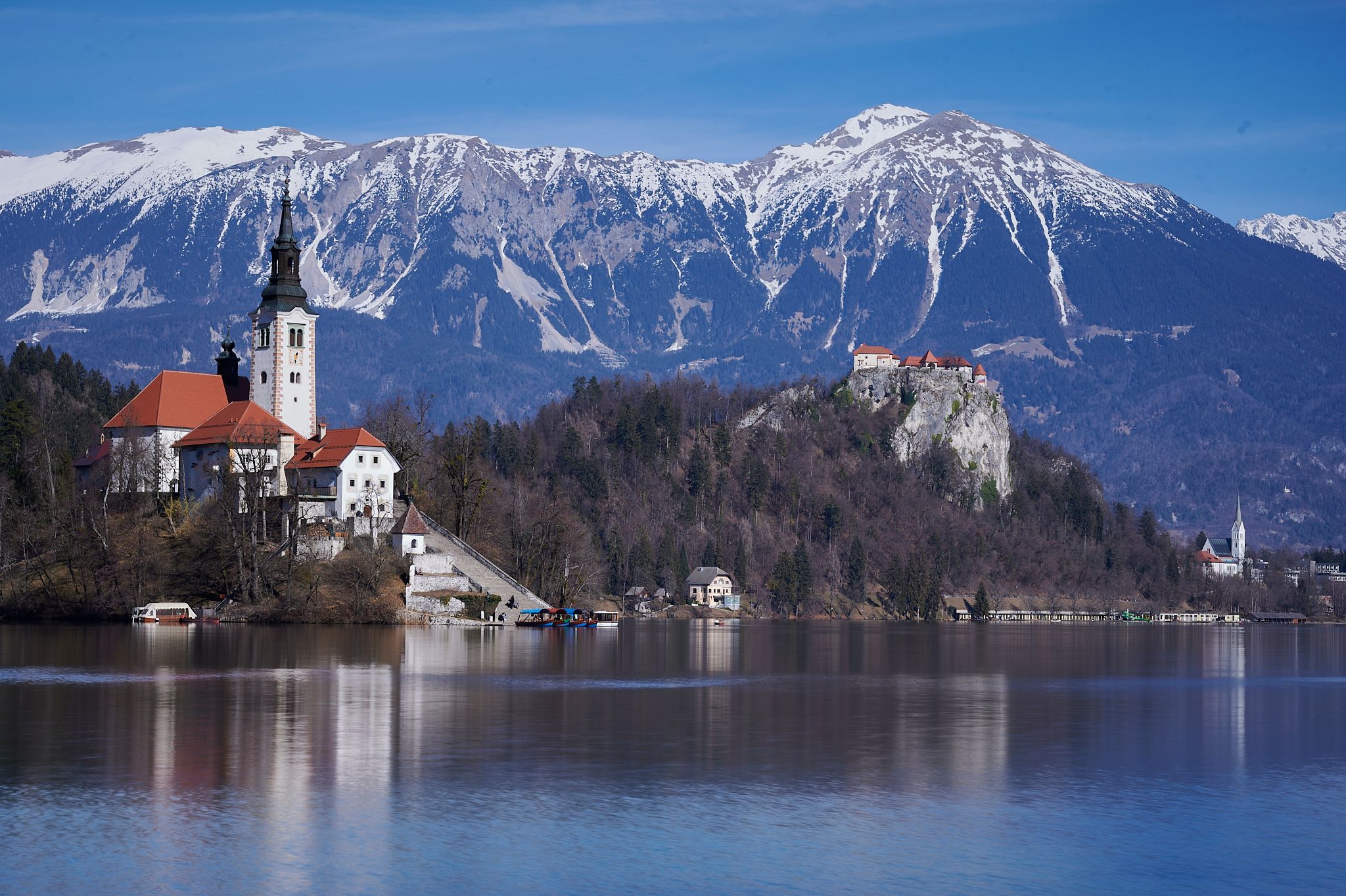 Lake Bled - Wooden Jetty - Rock covered with coins, Slovenia