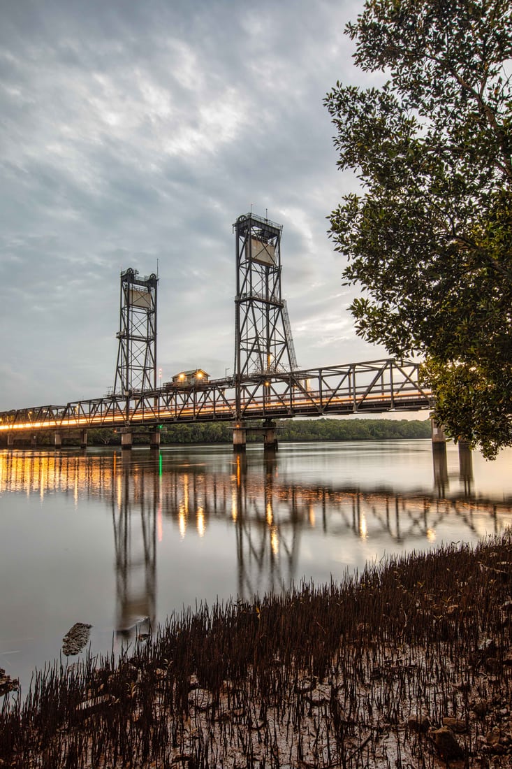 Sunrise at the Hexham Bridge, Hexham, Newcastle, NSW, Australia