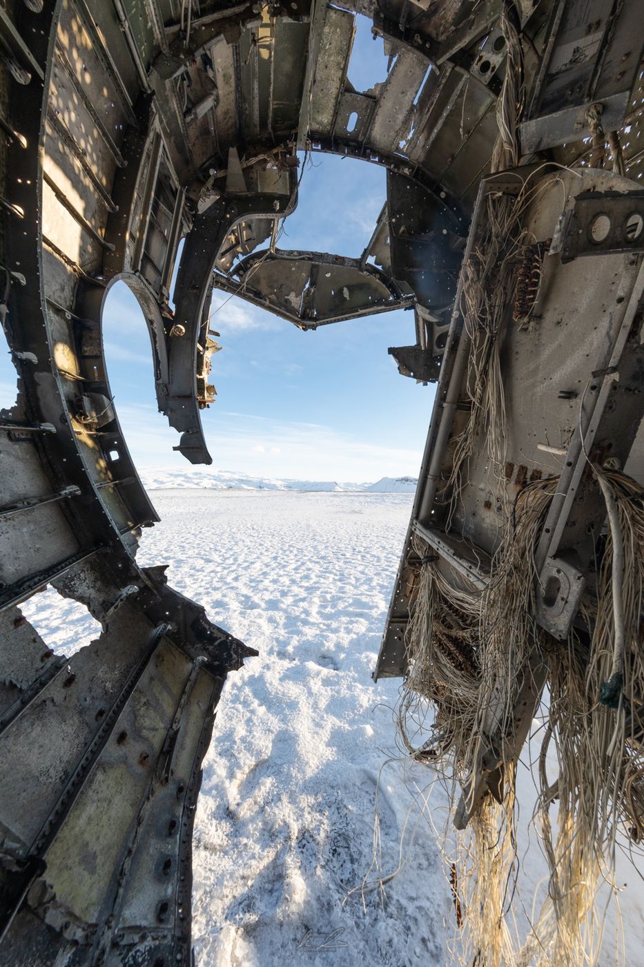 DC-3 Wreck site from inside, Sólheimasandur, Iceland
