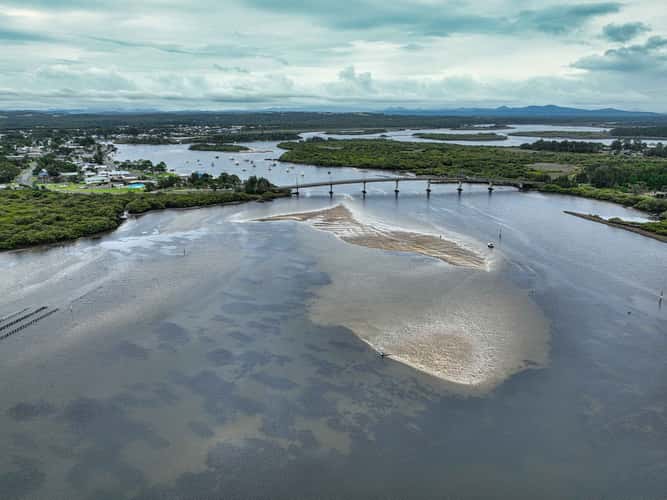 Fish shaped sand bar, Tea Gardens, North Coast, NSW