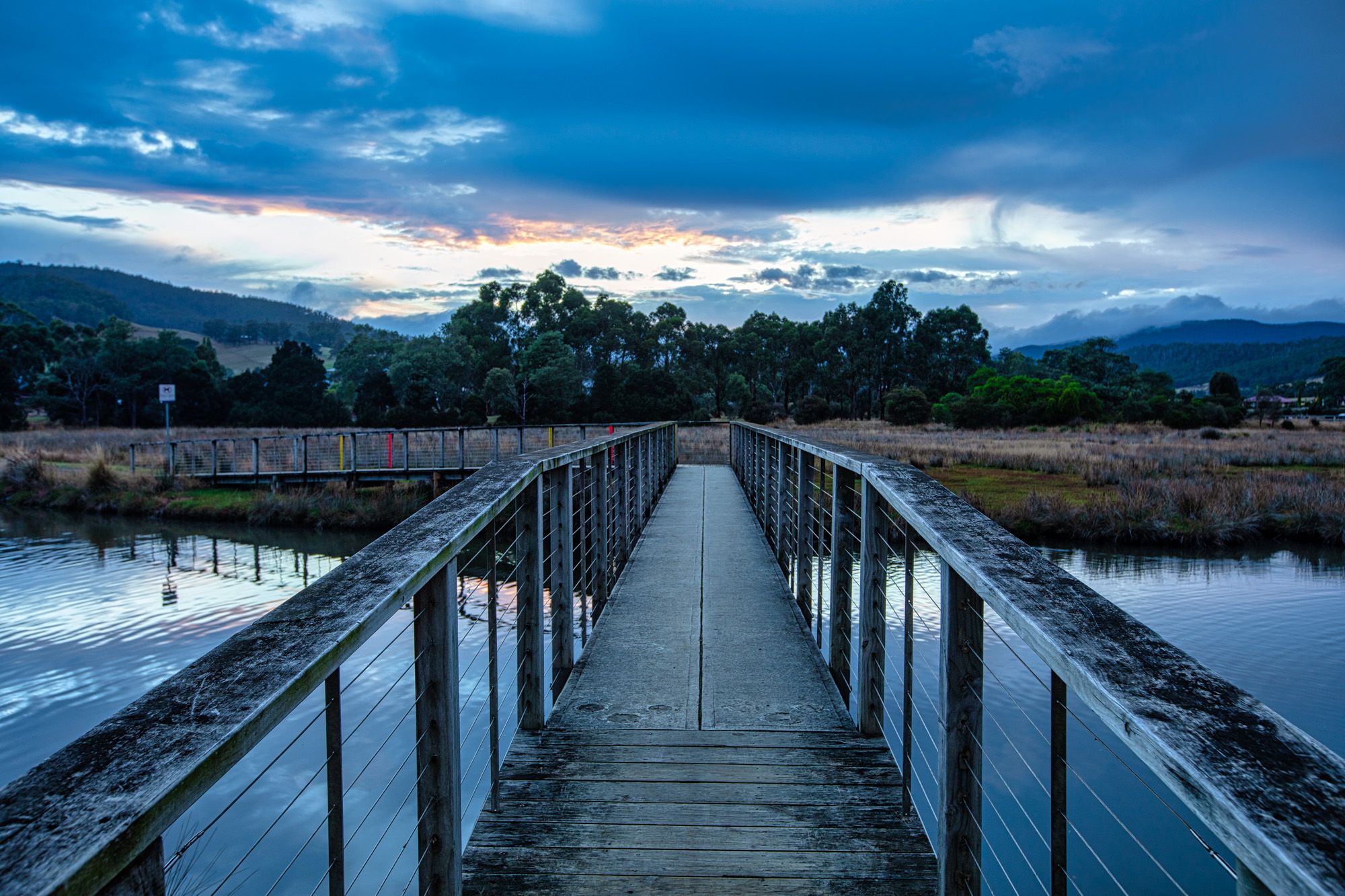 Foot bridge across Agnes Rivulet, Cygnet, Tasmania, Australia