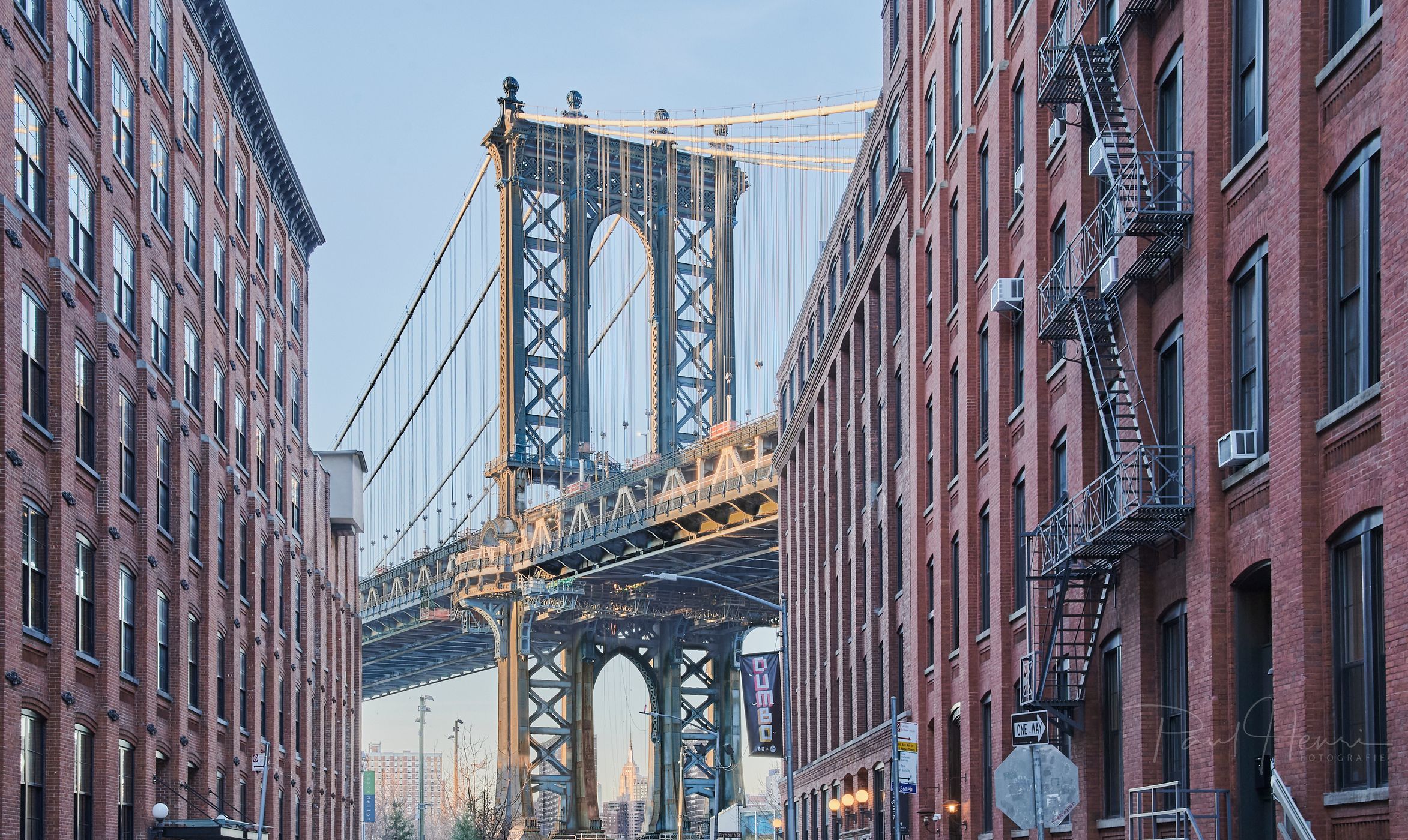 Manhattan Bridge from Washington St., New York City, USA